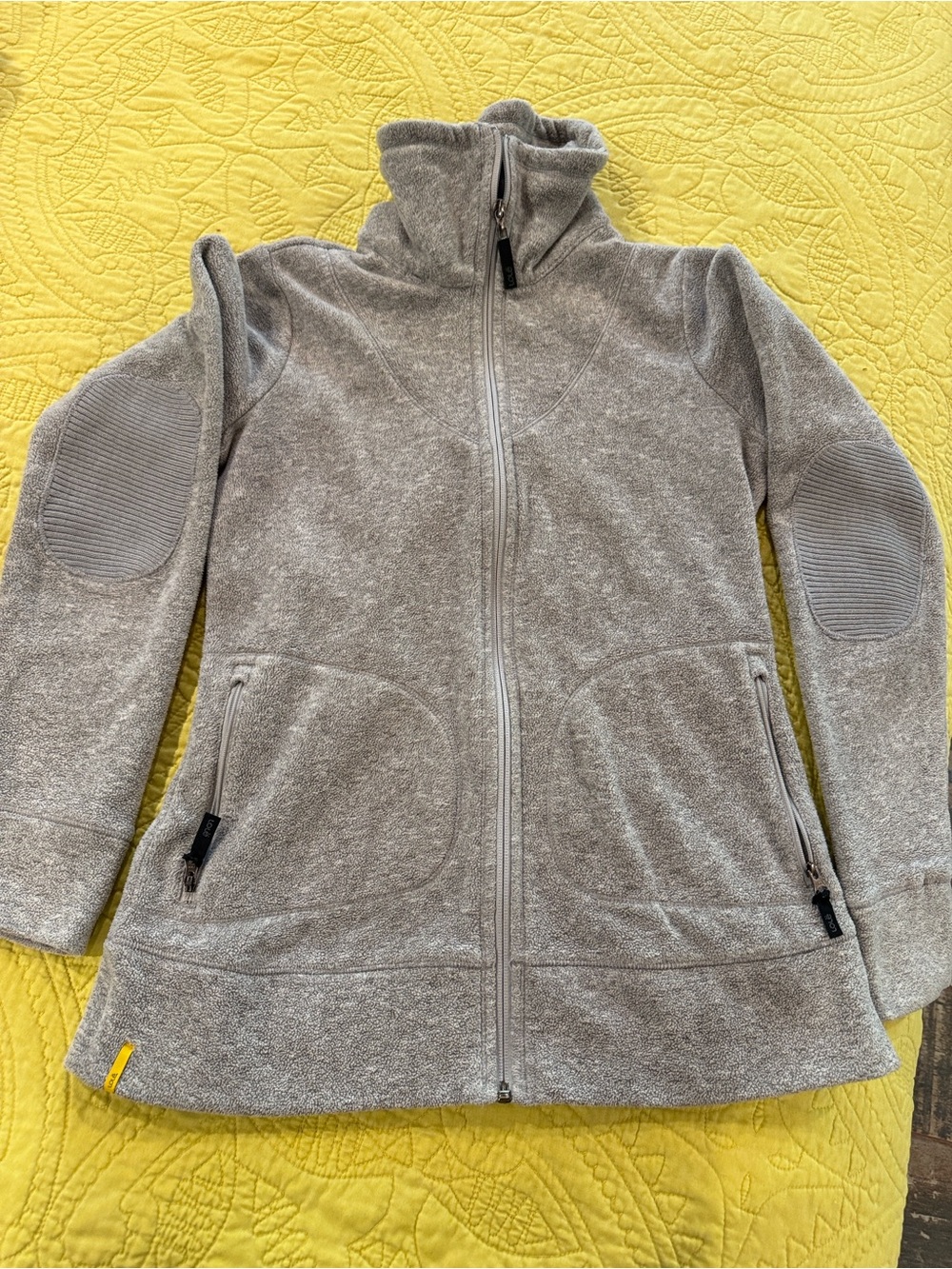 LOLE Women’s SMALL Light Gray Zip-Front Fleece Jacket with High Collar